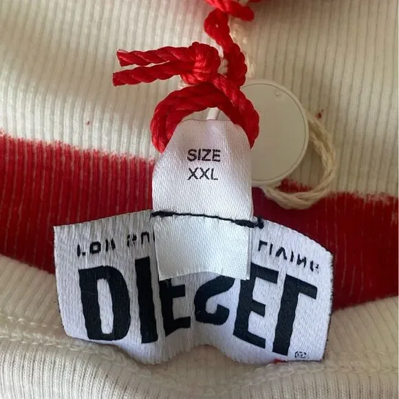 Diesel Men's T Lift G1 White Red Logo Print Ribbed Top sz XXL Street